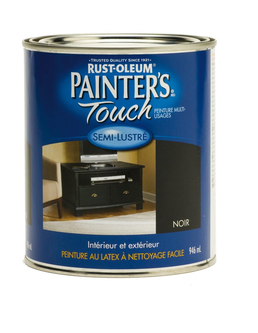 Interior/Exterior Paint Latex-Based, Semi-Gloss Finish, Black, 946 ml