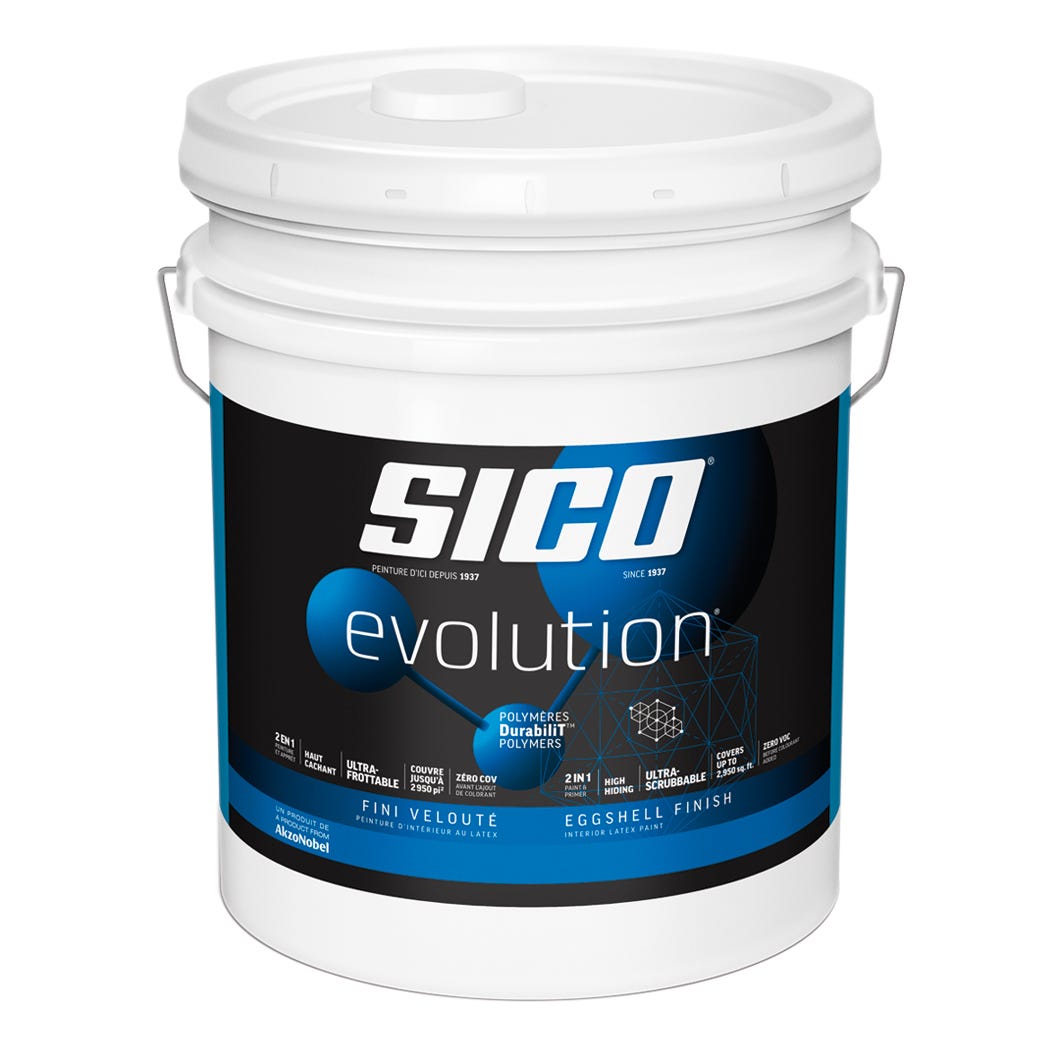 EVOLUTION Interior Paint/Primer Latex, Eggshell Finish, Tint Base #3, 18.9 L