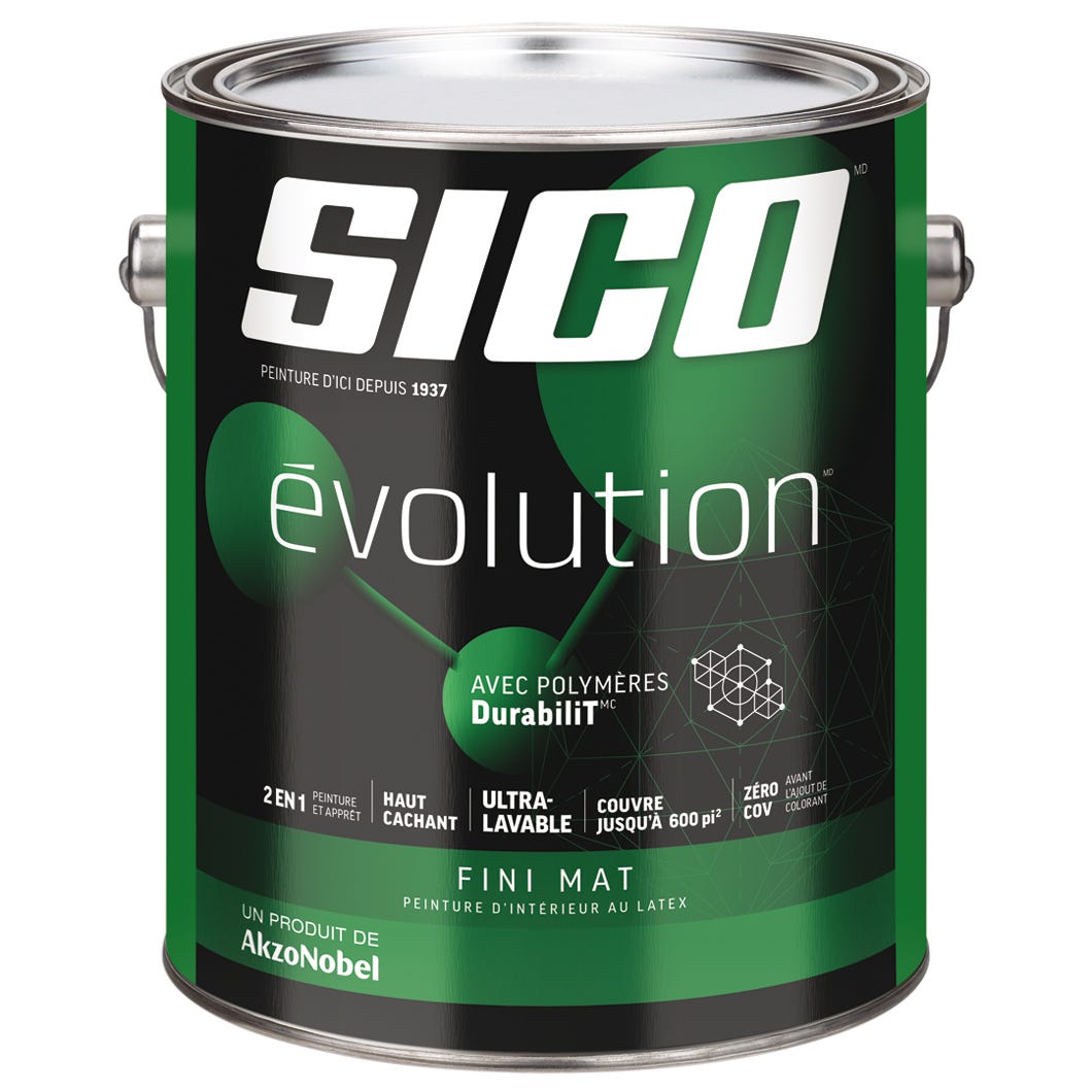 EVOLUTION Interior Paint/Primer Latex, Flat Finish, Tint Base #3. 3.78 L