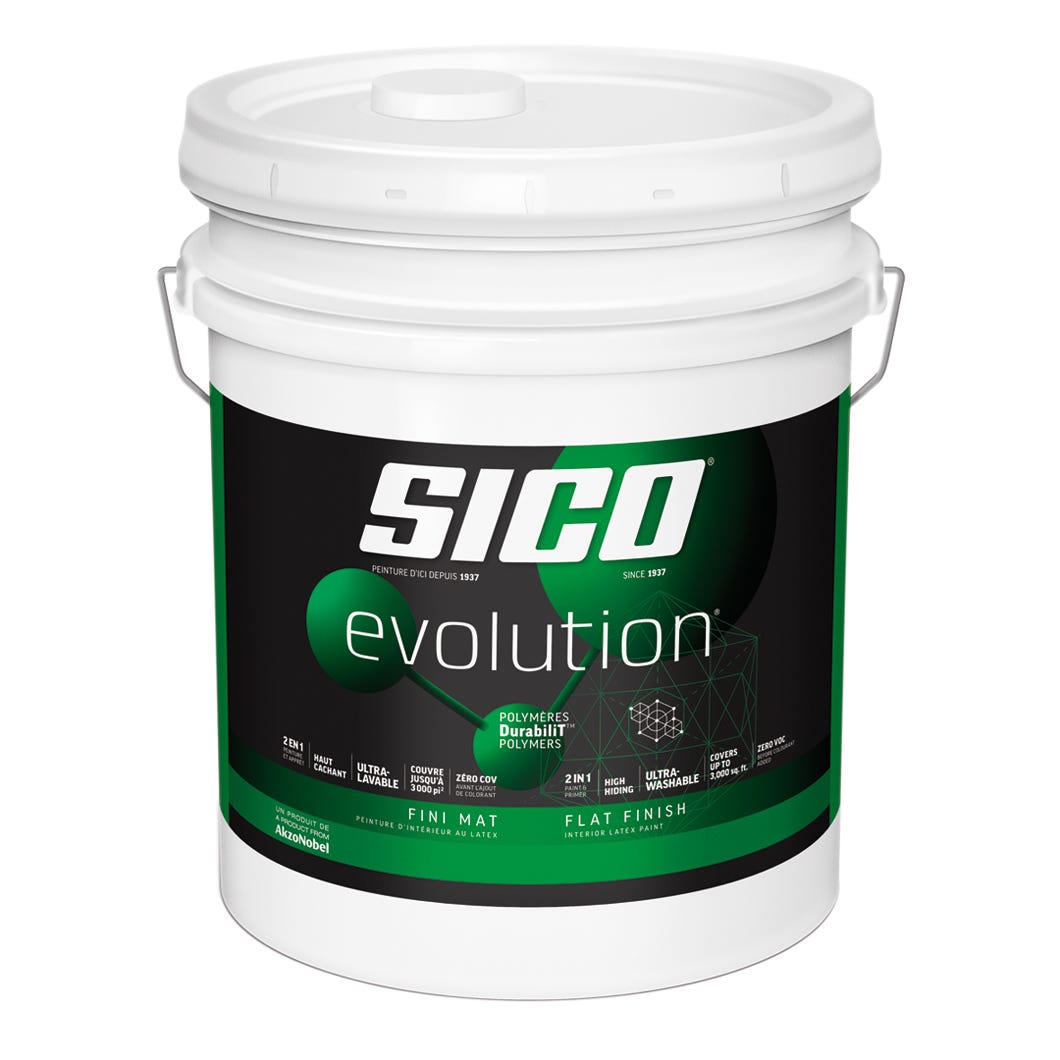 EVOLUTION Interior Paint/Primer Latex, Flat Finish, Tint Base #1, 18.9 L