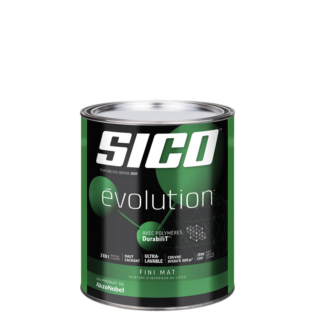EVOLUTION Interior Paint/Primer Latex, Flat Finish, Tint Base #3, 946 ml