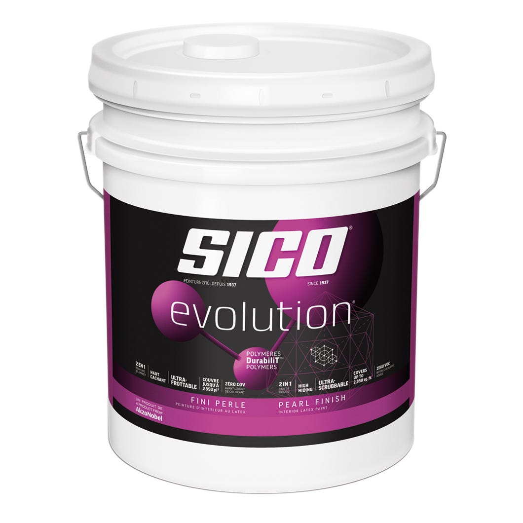 EVOLUTION Interior Paint/Primer Latex, Pearl Finish, Tint Base #1, 18.9 L