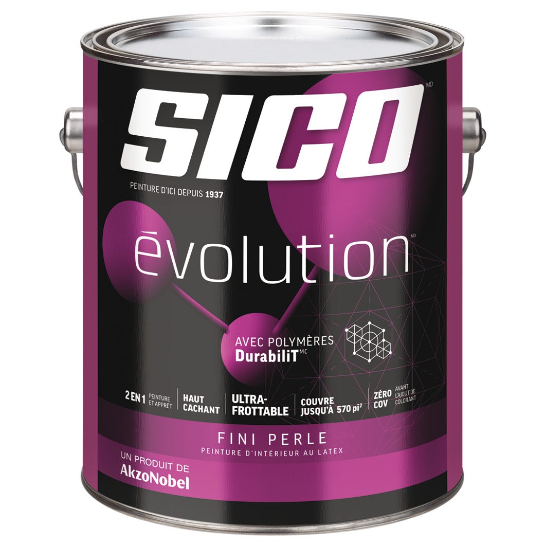 EVOLUTION Interior Paint/Primer Latex, Pearl Finish, Tint Base #1, 3.78 L