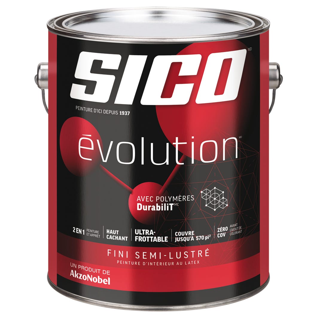 EVOLUTION Interior Paint/Primer Latex, Semi-Gloss Finish, Tint Base #1, 3.78 L