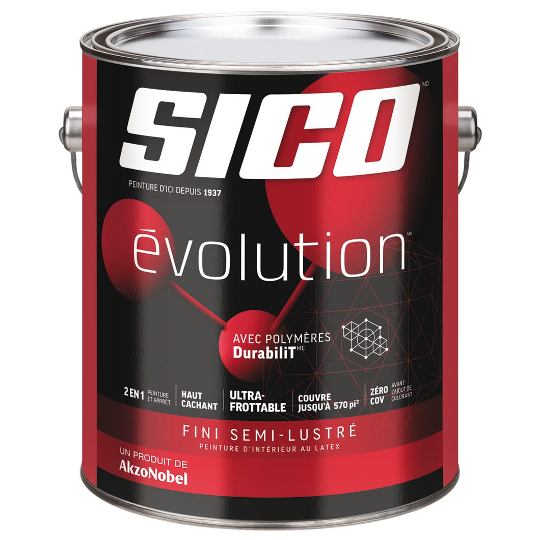 EVOLUTION Interior Paint/Primer Latex, Semi-Gloss Finish, Tint Base #2, 3.78 L
