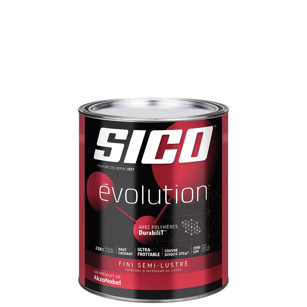 EVOLUTION Interior Paint/Primer Latex, Semi-Gloss Finish, Tint Base #2, 946 ml