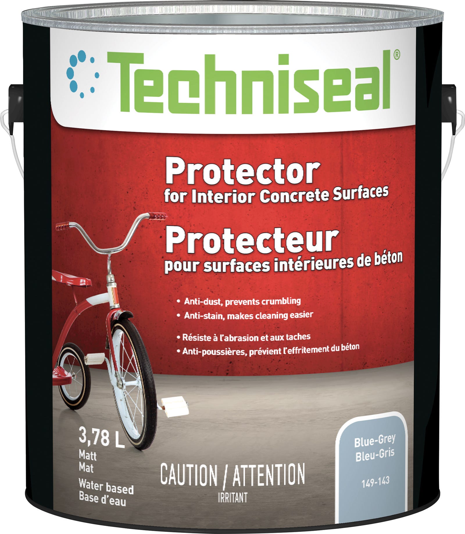 Protector for Interior Concrete Surfaces, Water Based, Semi-Gloss Finish, Blue Grey, 3.78 L
