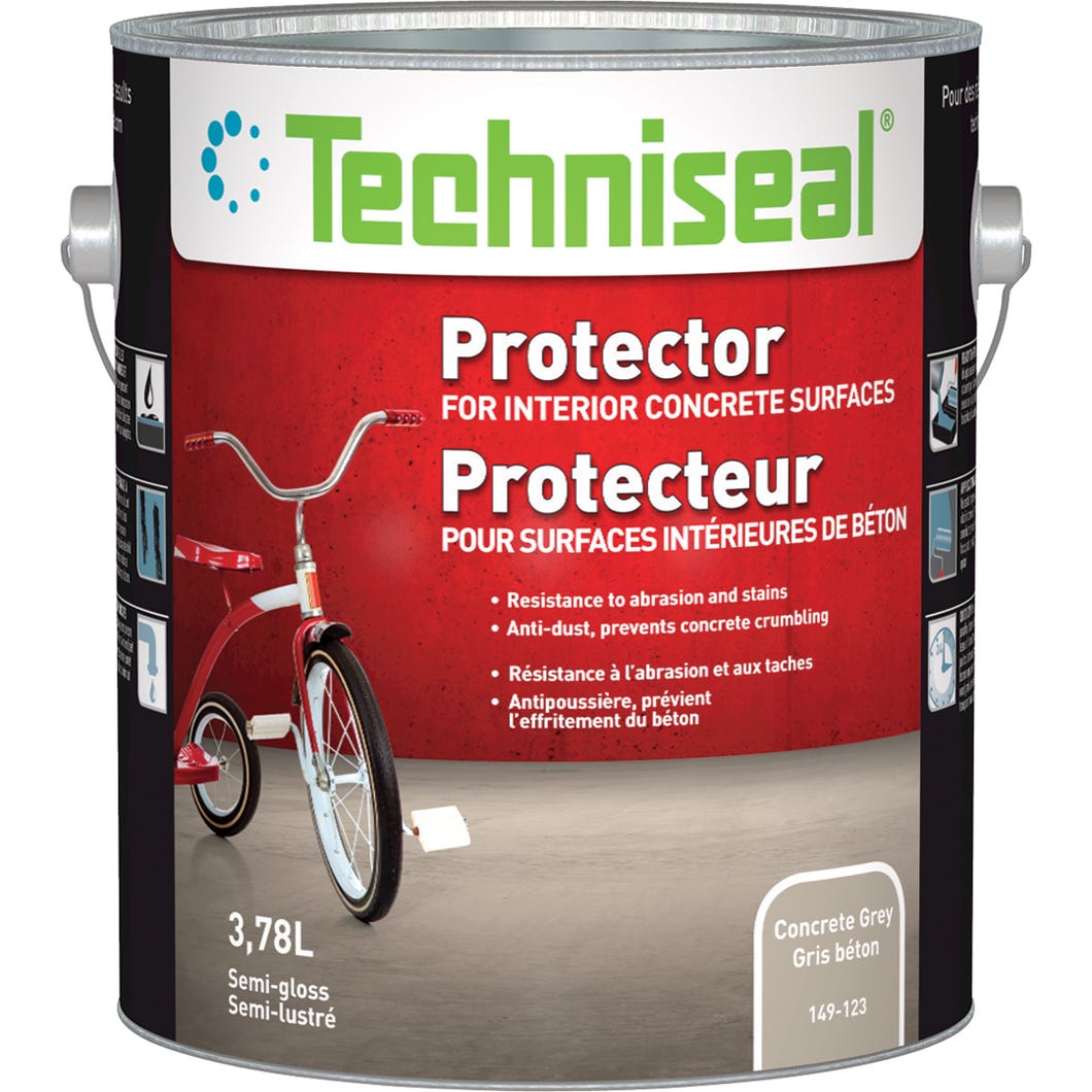 Protector for Interior Concrete Surfaces, Semi-Gloss Finish, Grey, 3.78 L