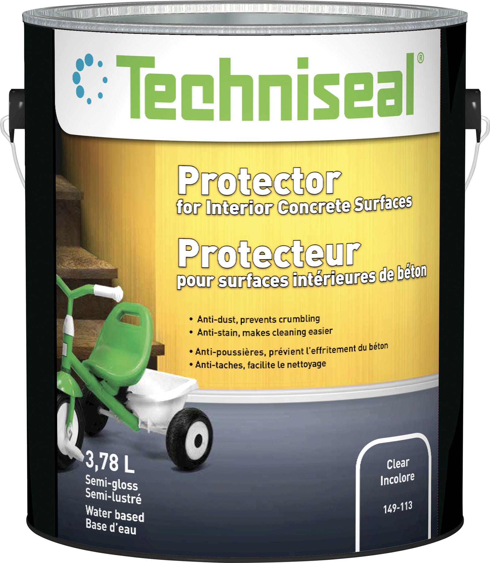 Protector for Interior Concrete Surfaces, Semi-Gloss Finish, Clear, 3.78 L