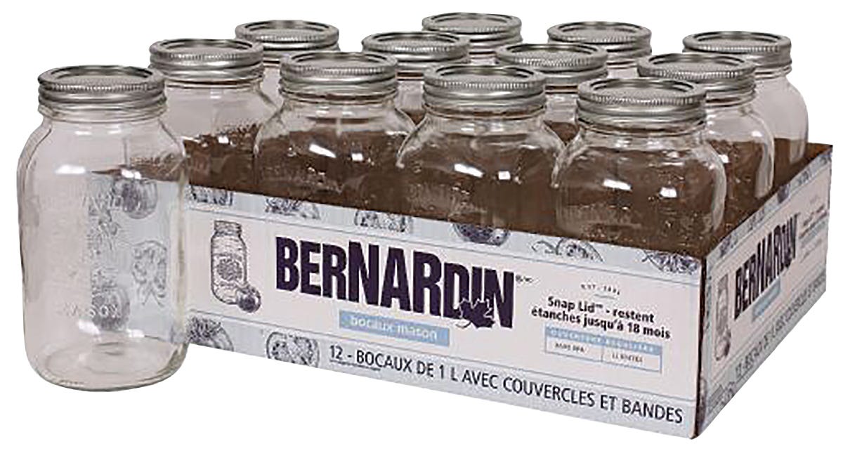 12-Pack Regular Mason Jar with Lids, 1 L, 70 mm