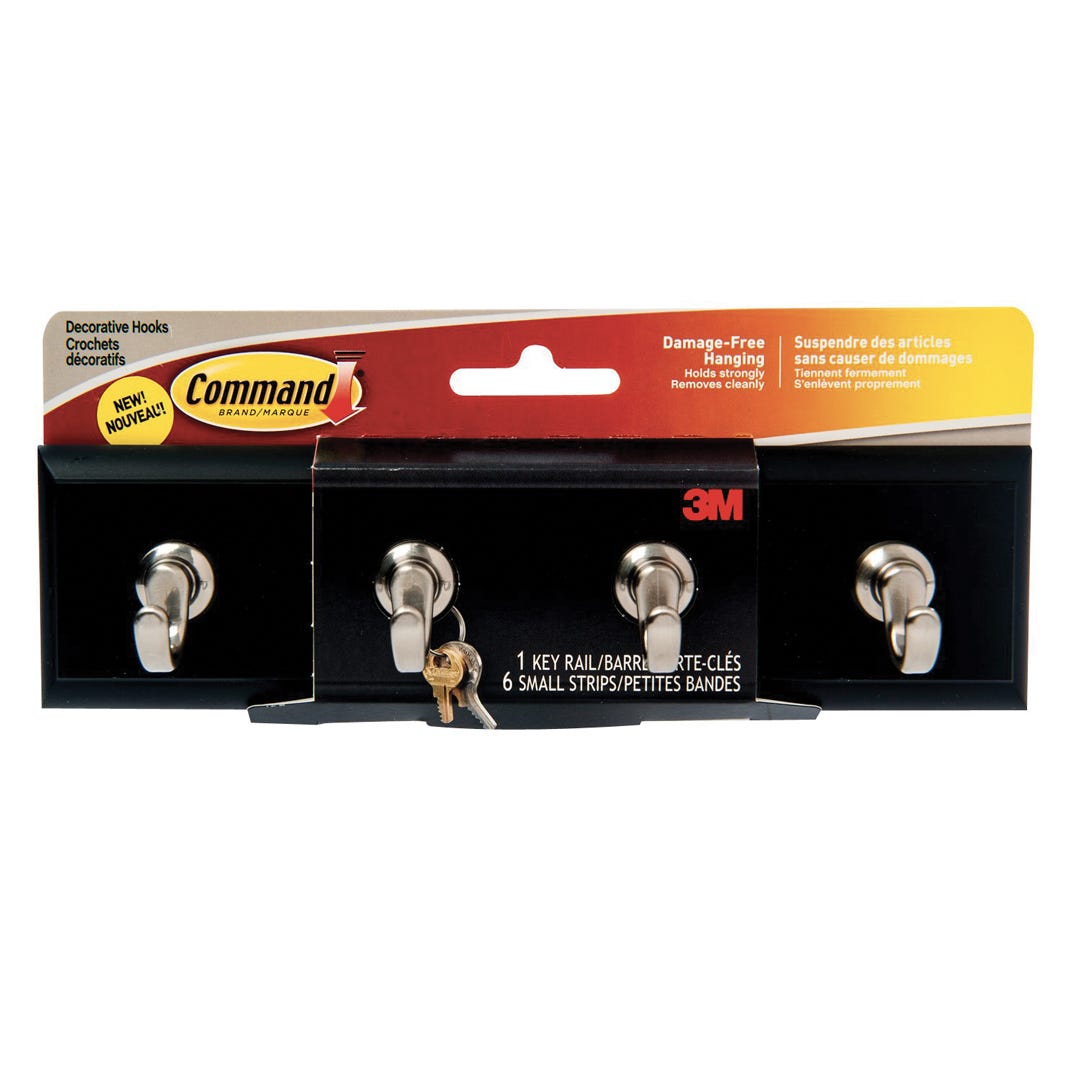 Key Rail, 4 Hooks, Slate