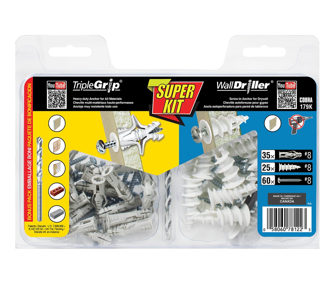 Kit anchor TripleGrip, WallDriller and Scews, #8