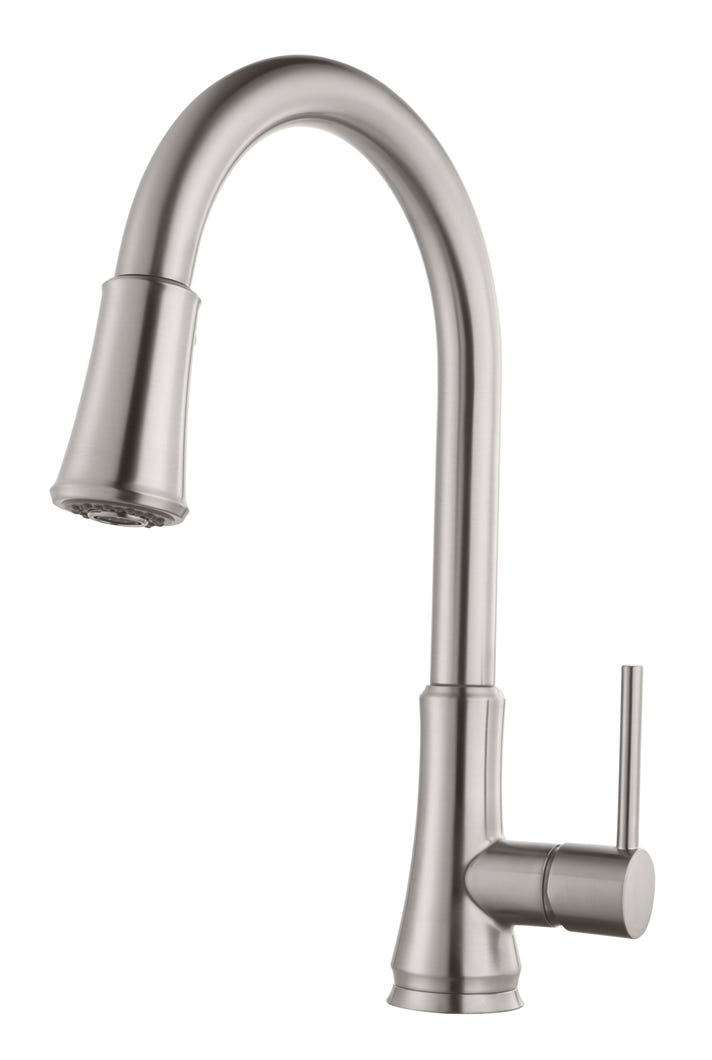 Single Handle Kitchen Faucet, Pull-Down Spray, Steel