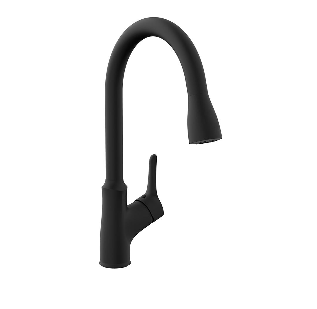 Kitchen Sink Faucet with Swivel Pull-Down Spout, Black