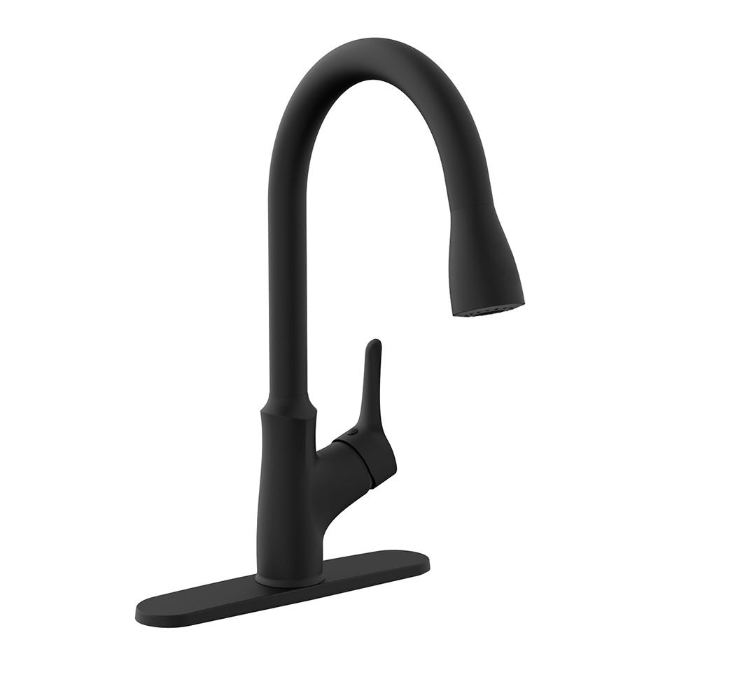Kitchen Sink Faucet with Swivel Pull-Down Spout, Black