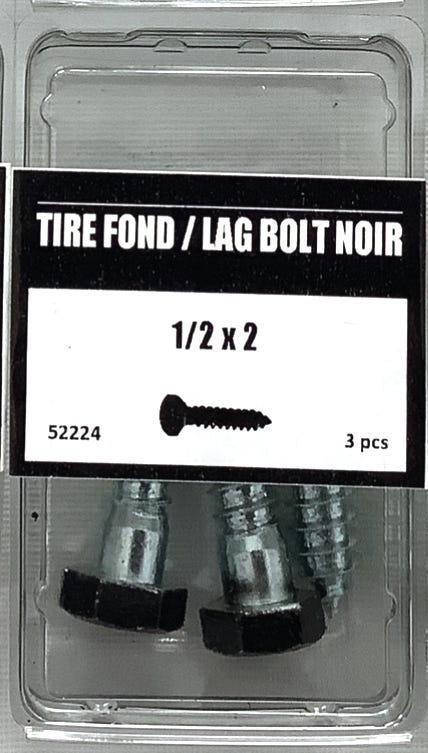 Lag Bolt Black Head 1/2-in. X 2-in., 3 /Pack