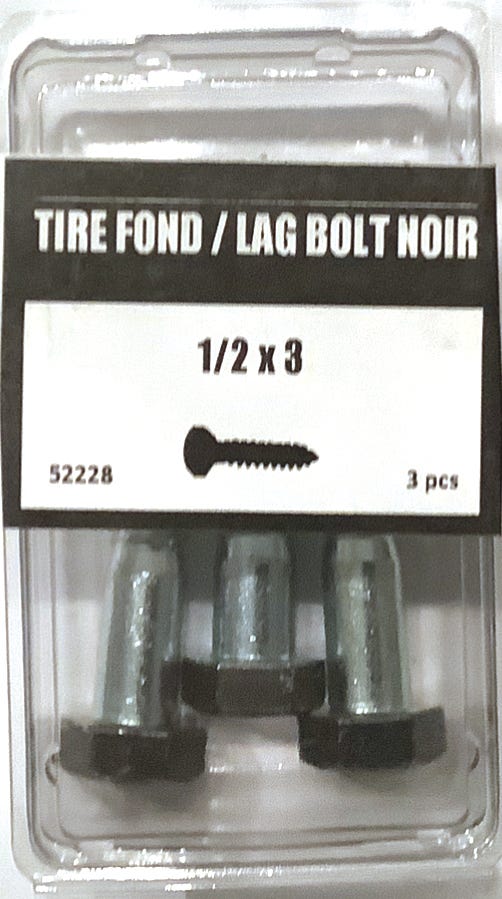 Lag Bolt Black Head 1/2-in. X 3-in., 3 /Pack