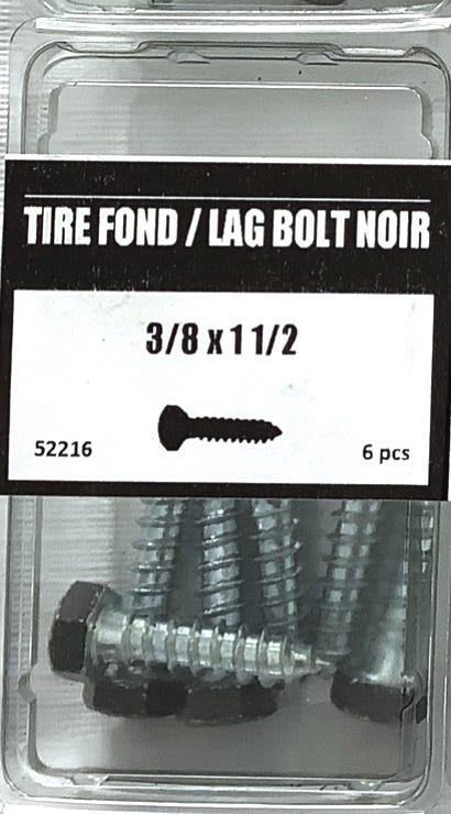 Lag Bolt Black Head 3/8-in. X 1-1/2-in., 6 /Pack