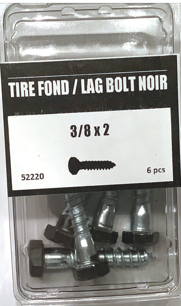 Lag Bolt Black Head 3/8-in. X 2-in., 6 /Pack