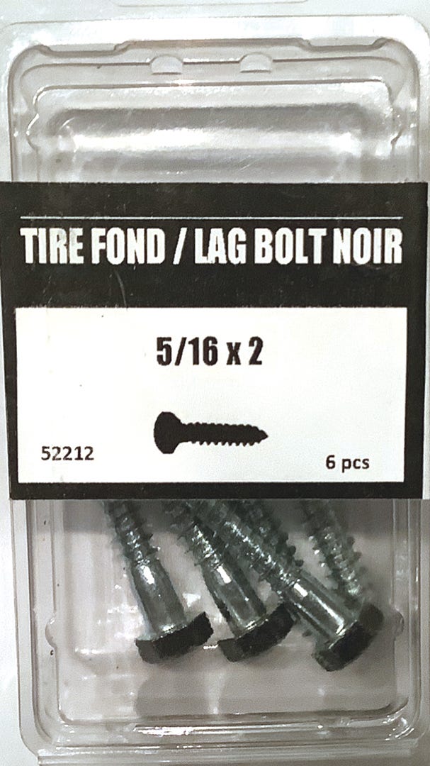 Lag Bolt Black Head 5/16-in. X 2-in., 6 /Pack
