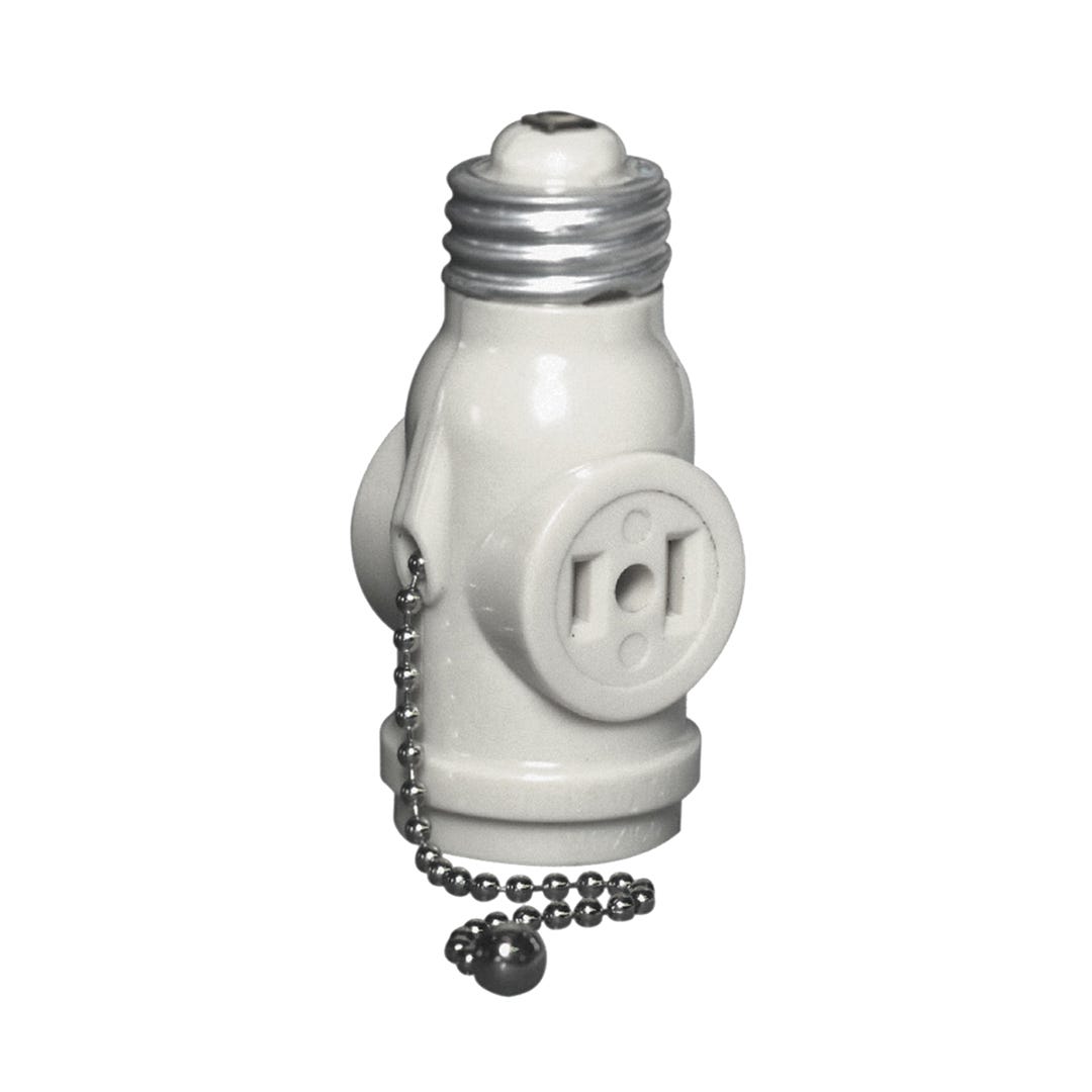 Lamp holder adapter - two connectors - pull chain
