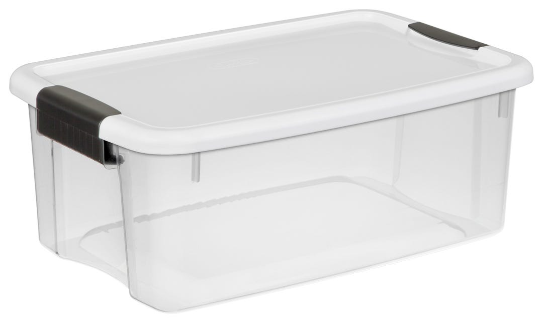 Clear storage box with latching lid, 17 L
