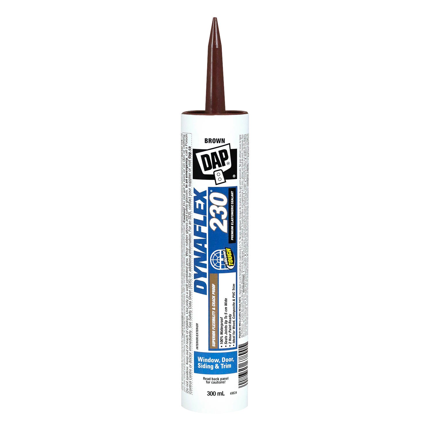 Latex based caulk for window, door and trim, 300 ml, brown