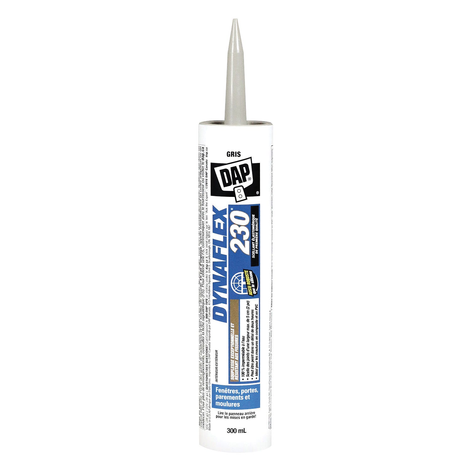 Latex based caulk for window, door and trim, 300 ml, grey