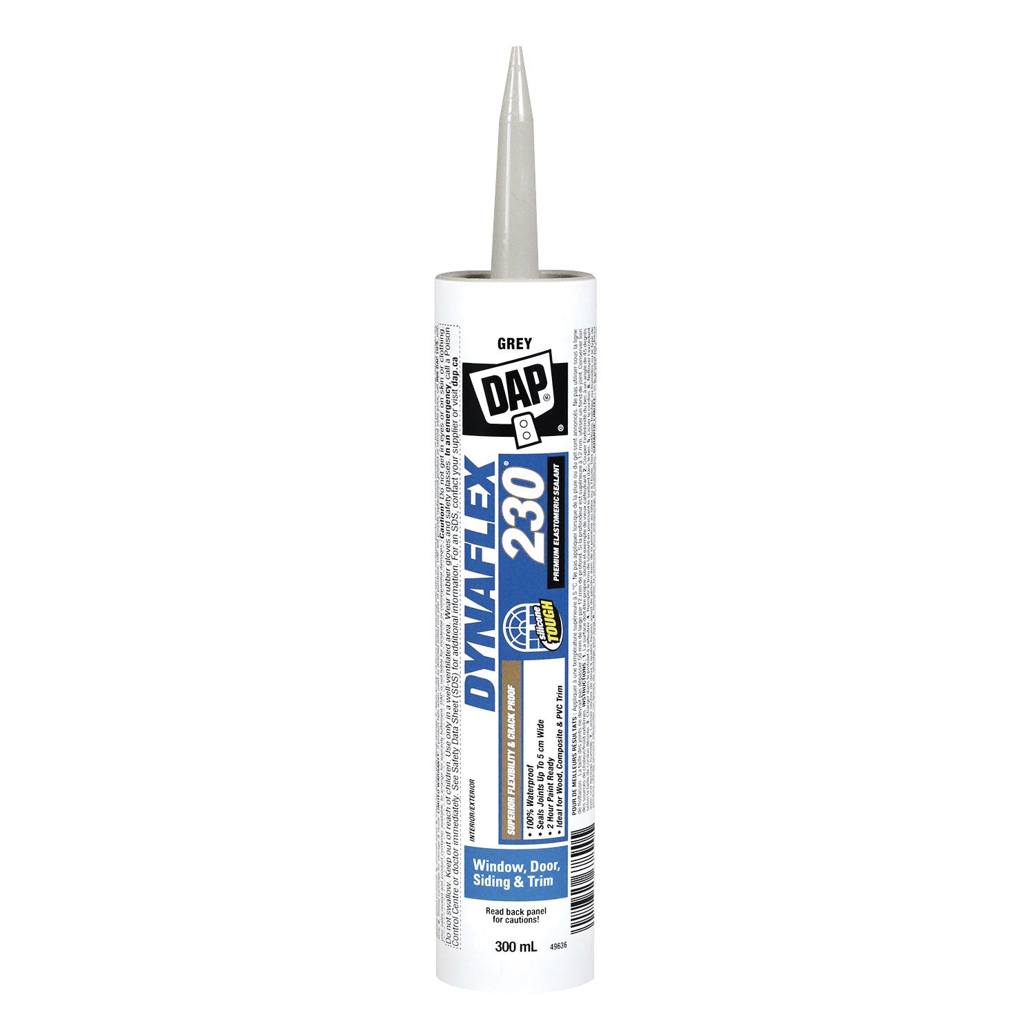 Latex based caulk for window, door and trim, 300 ml, grey