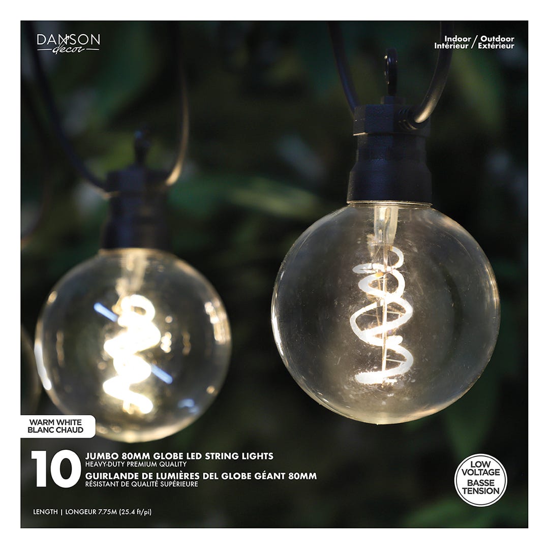 Danson 10 Jumbo 80MM Globe String Lights – warm white