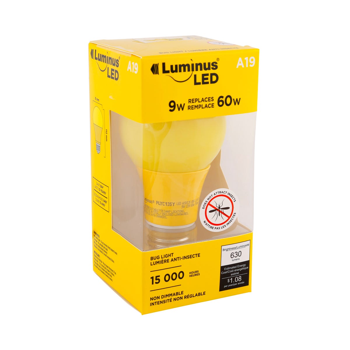 Insect-Repelling LED Bulb, A19, 9W, 2500K