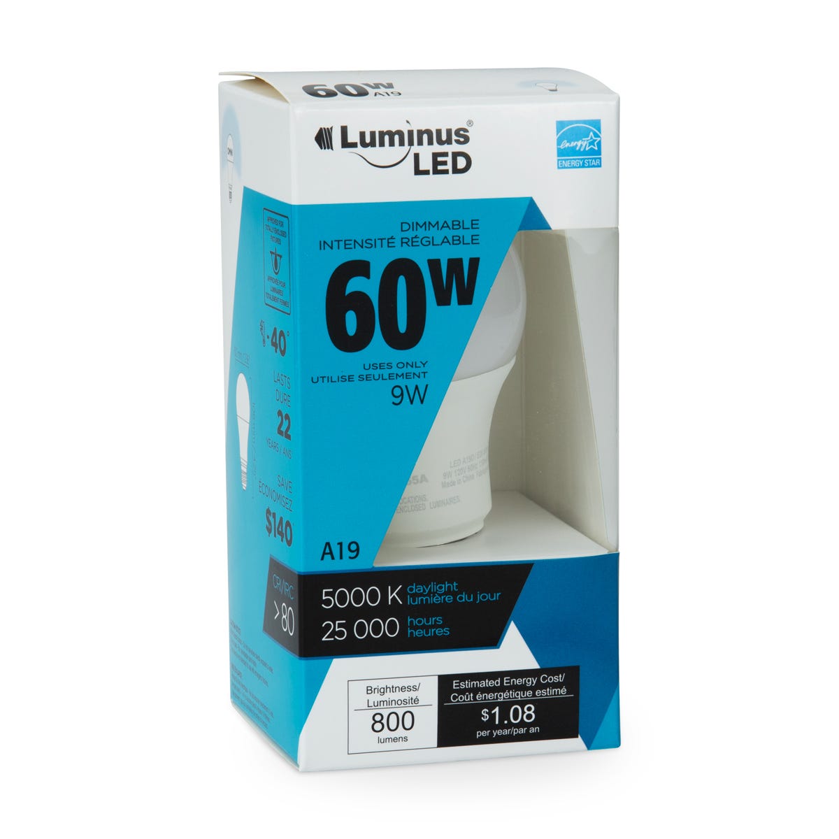 LED Bulb, A19, 9W, 5000K