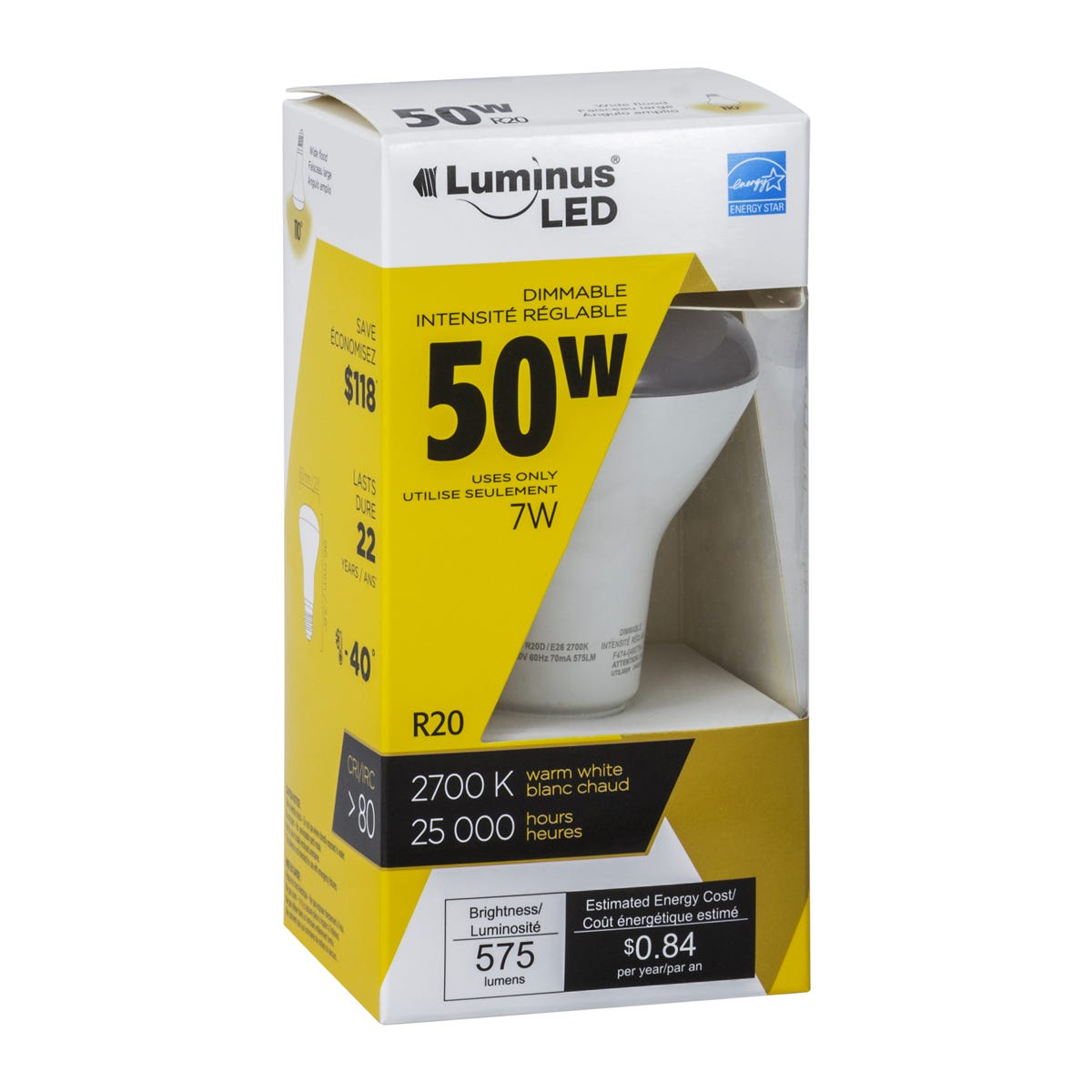 R20 LED Bulb, 7W, 2700K