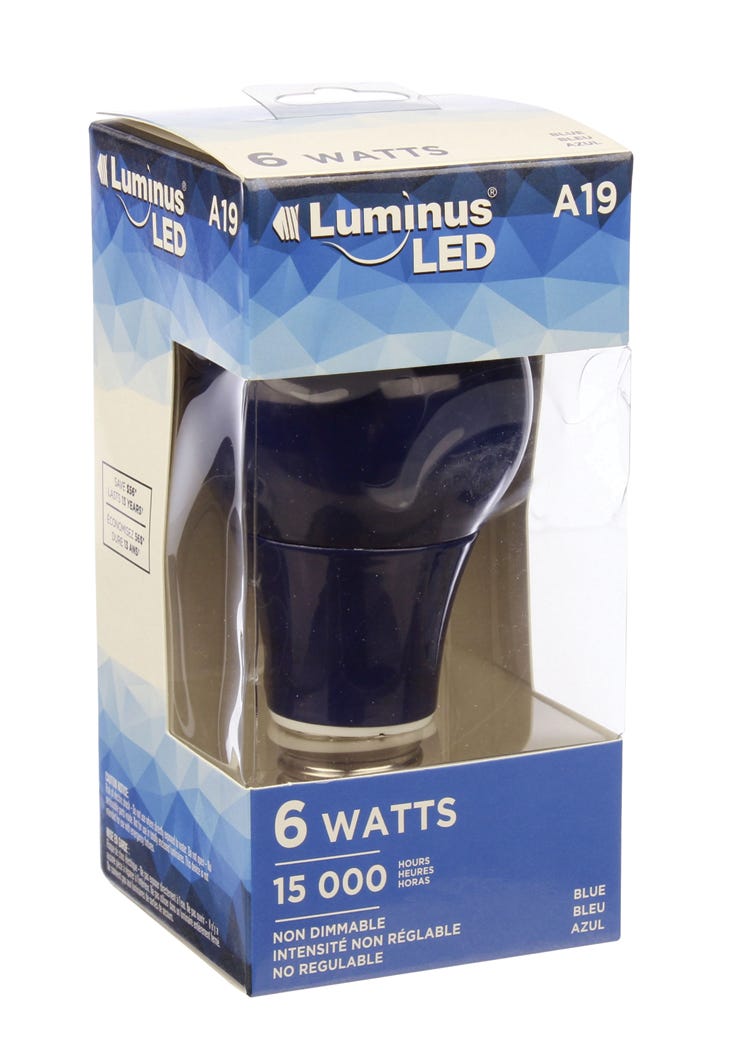 LED Bulb, A19, 6W, blue