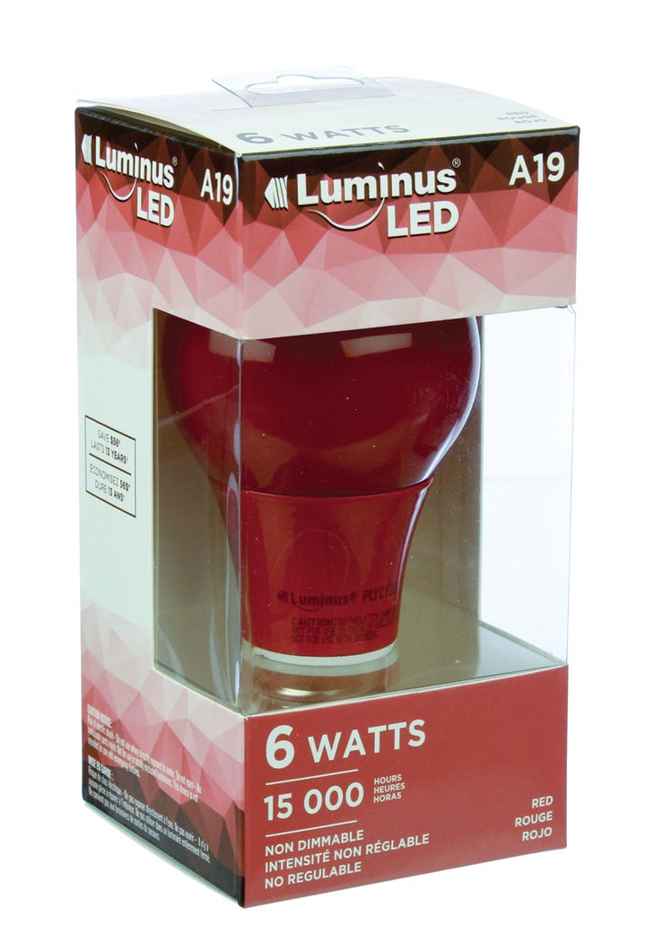 LED Bulb, A19, 6W, red