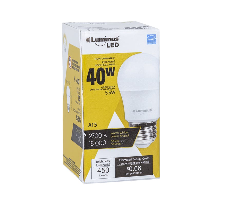 LED Bulb, A15, 5.5W, 2700K