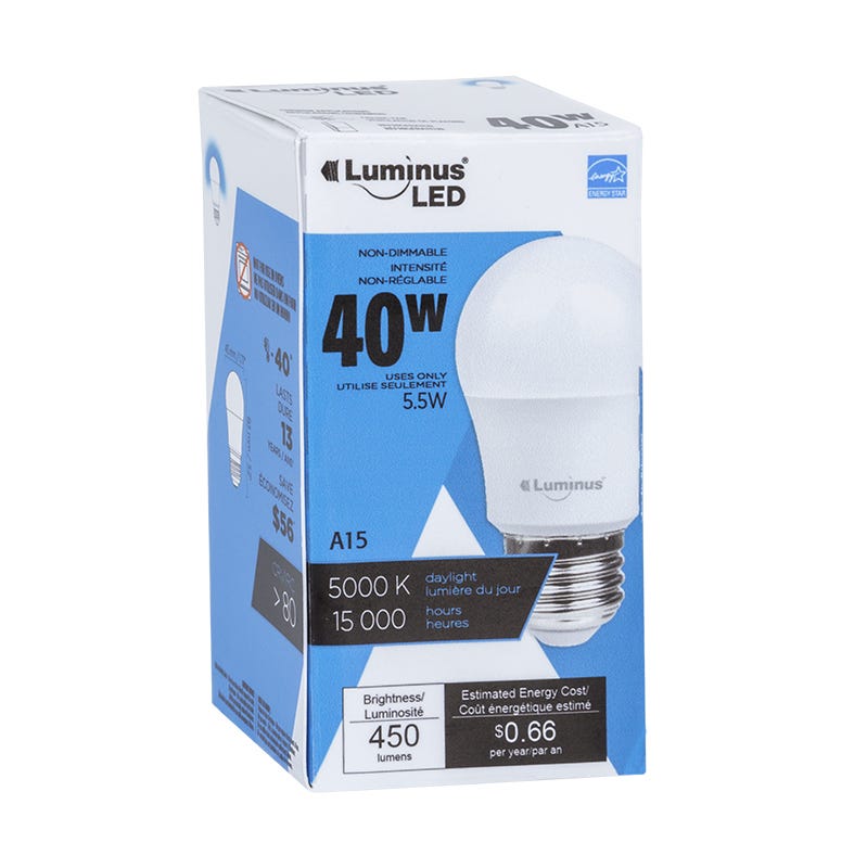 LED Bulb, A15, 5.5W, 5000K