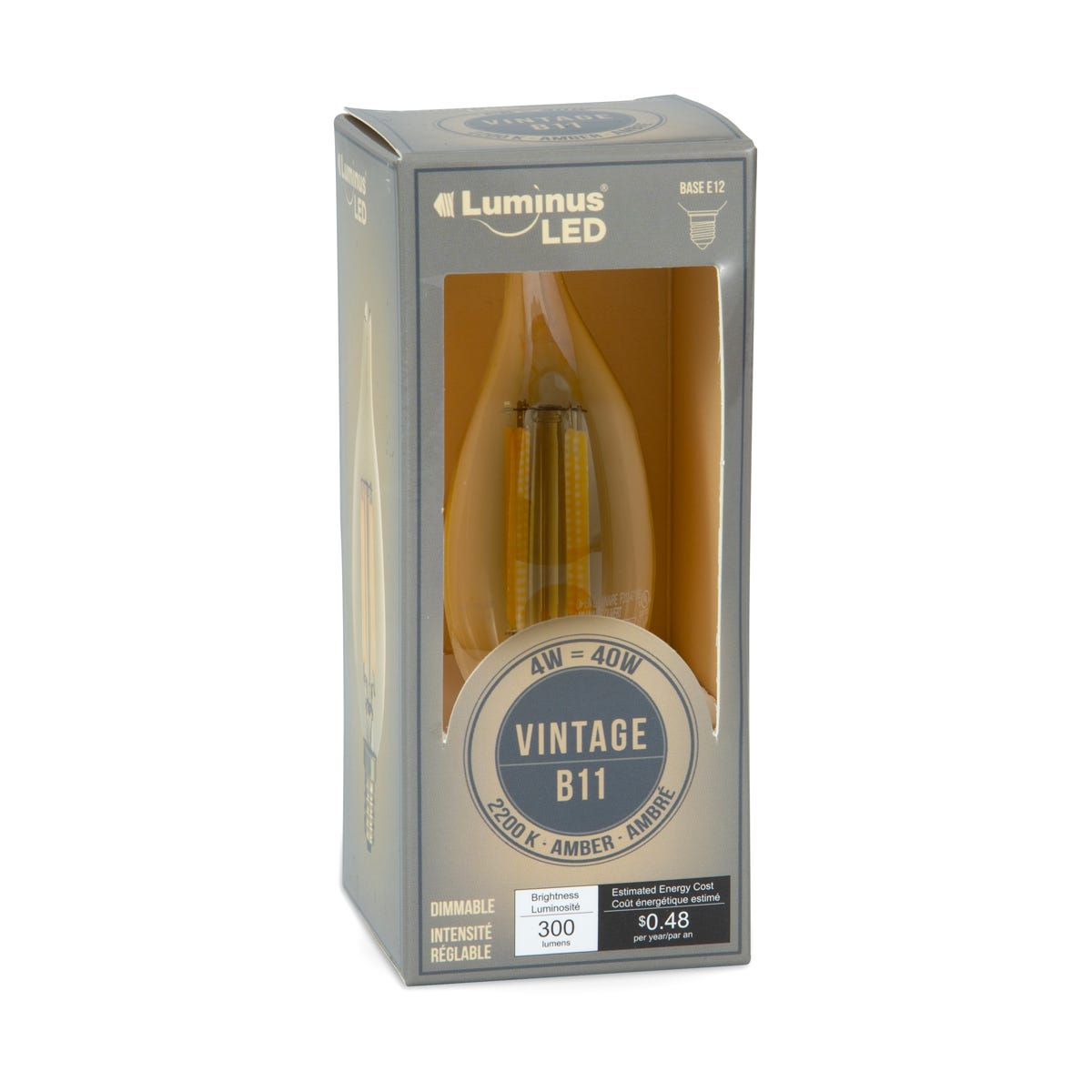 Dimmable LED Bulb, B11, 4W, 2200K