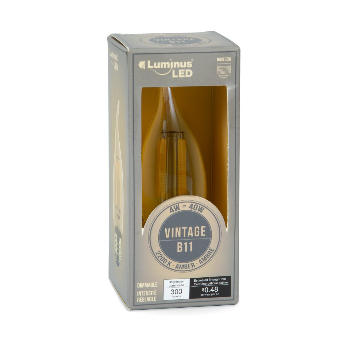 Dimmable LED Bulb, B11, 4W, 2200K