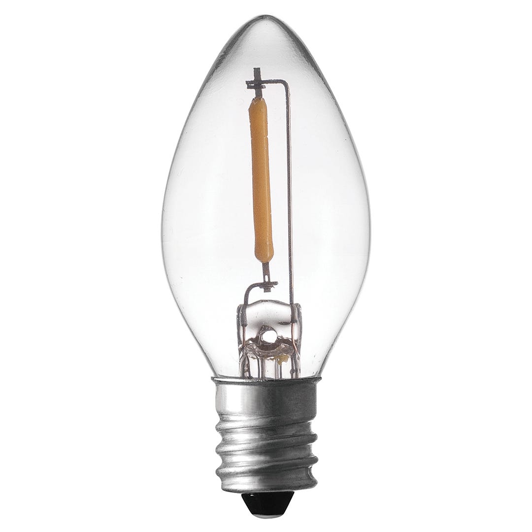 LED Night Light Bulb, C7, 0.5W, 2700K, 2/Pack