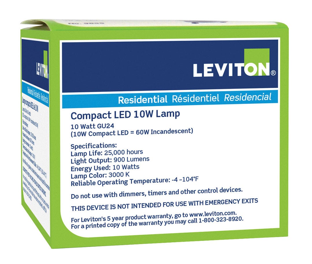 Compact Replacement LED Bulb, GU24, 10W
