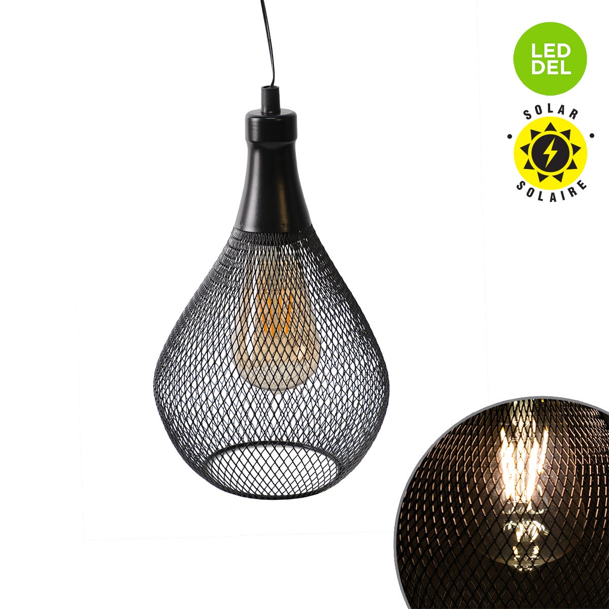 LED Solar Light, 11 cm X 28 cm X 11 cm, Black
