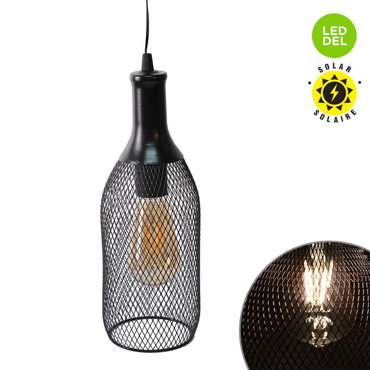 LED Solar Light, 11 cm X 28 cm X 11 cm, Black