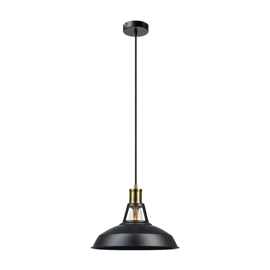 Light suspended 2 in 1 satin black finish and black cloth cord