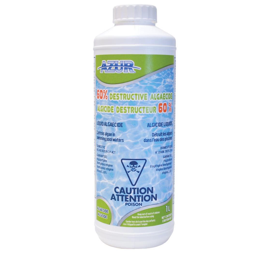 Azur Algaecide Liquid 60%, for Swimming Pool Waters, 1L
