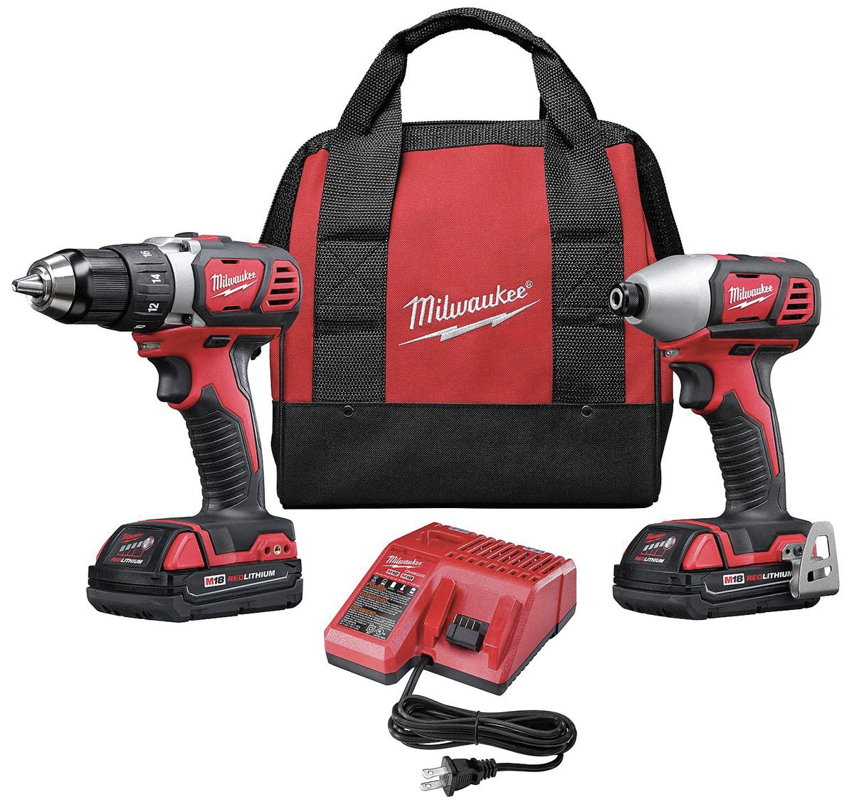 MILWAUKEE M18 Cordless 2-Tool Combo Kit, 18V li-ion