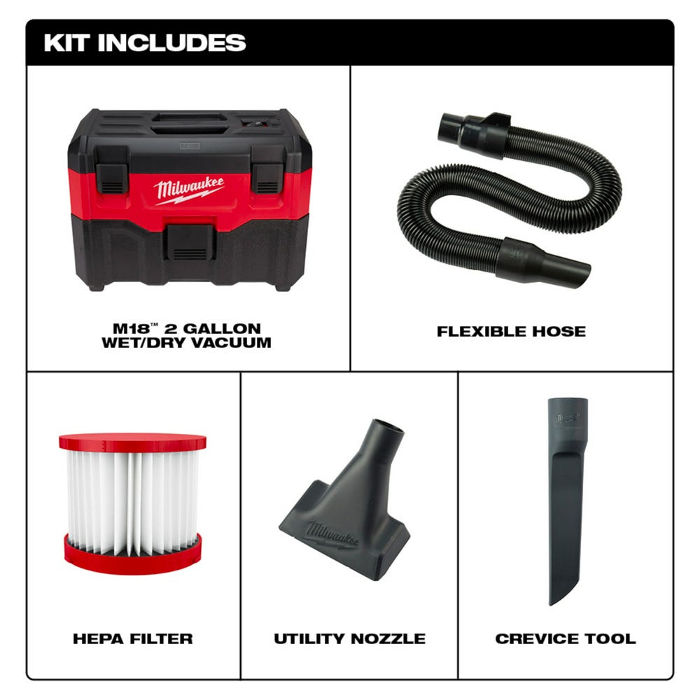 M18 2 Gallon Cordless Wet/Dry Vacuum