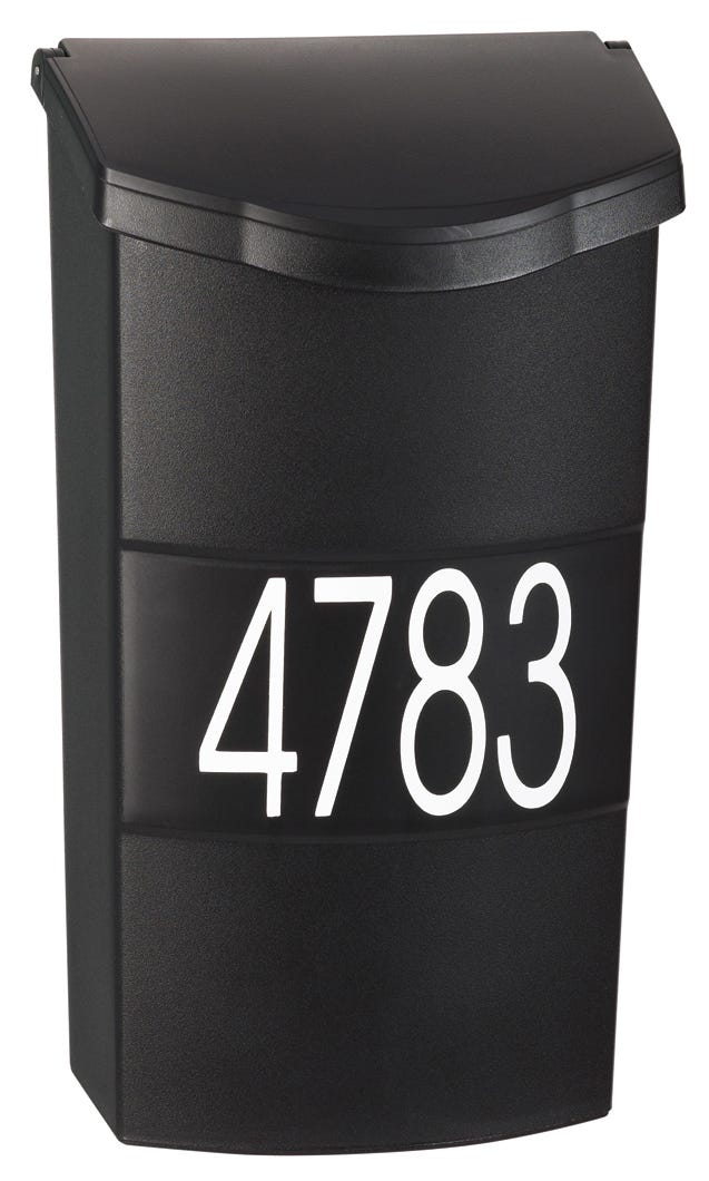 Vertical Mailbox, Plastic with Adress Plate, Black