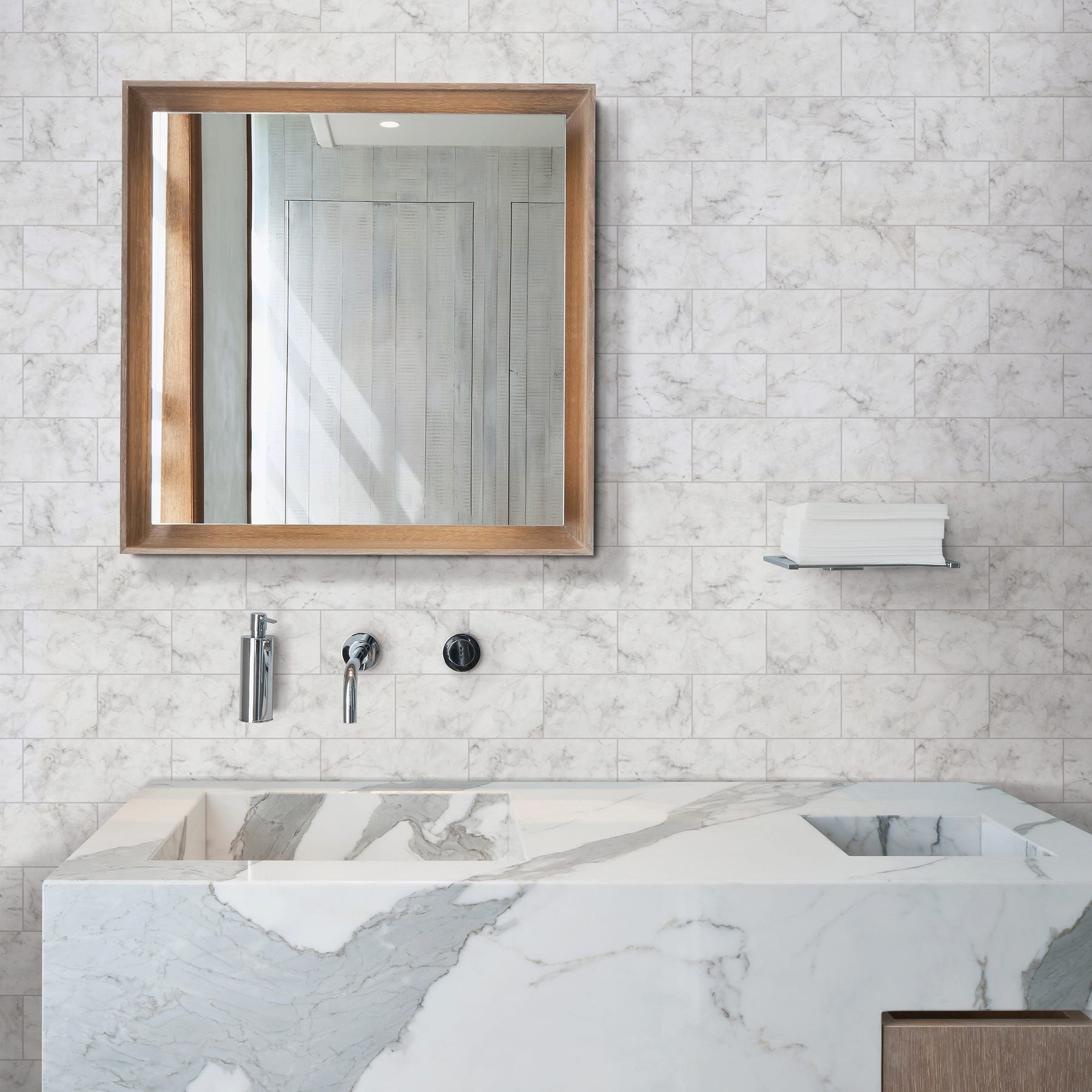 Marble Tile Backsplash, White
