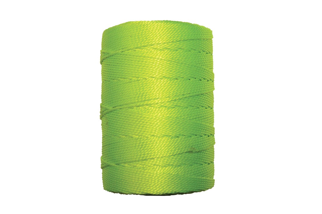 Mason Twine Twisted Nylon, Fluo Green, #18 X 750-ft.